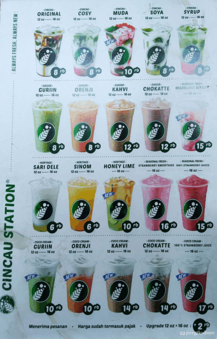 Menu Franchise Cincau Station