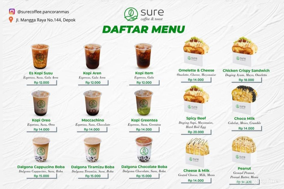 Daftar Menu Franchise Sure Coffee