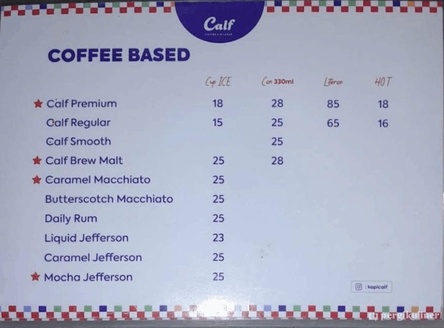 Menu Franchise Kopi Calf