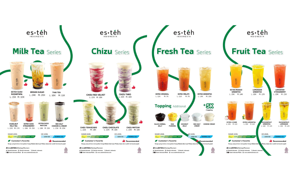 menu Franchise Es Teh Indonesia